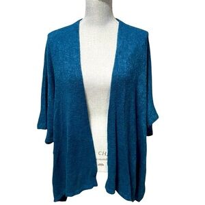 Newbury Kustom Blue Open Front Knit Cardigan Kimono One Size USA Made